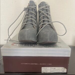 Jeffrey Campbell Light Gray Lace-Up Ankle Boots